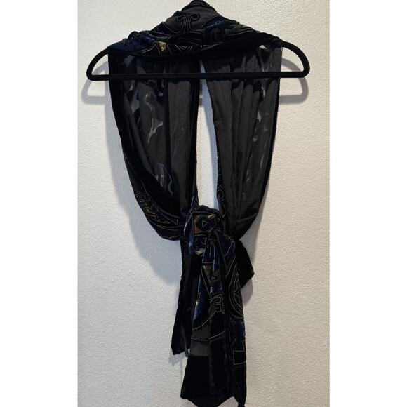 Avenue Scarf Sheer Burnout Velvet Silk Blend Goth Fairy Boho Festival 90s Look - Picture 10 of 12